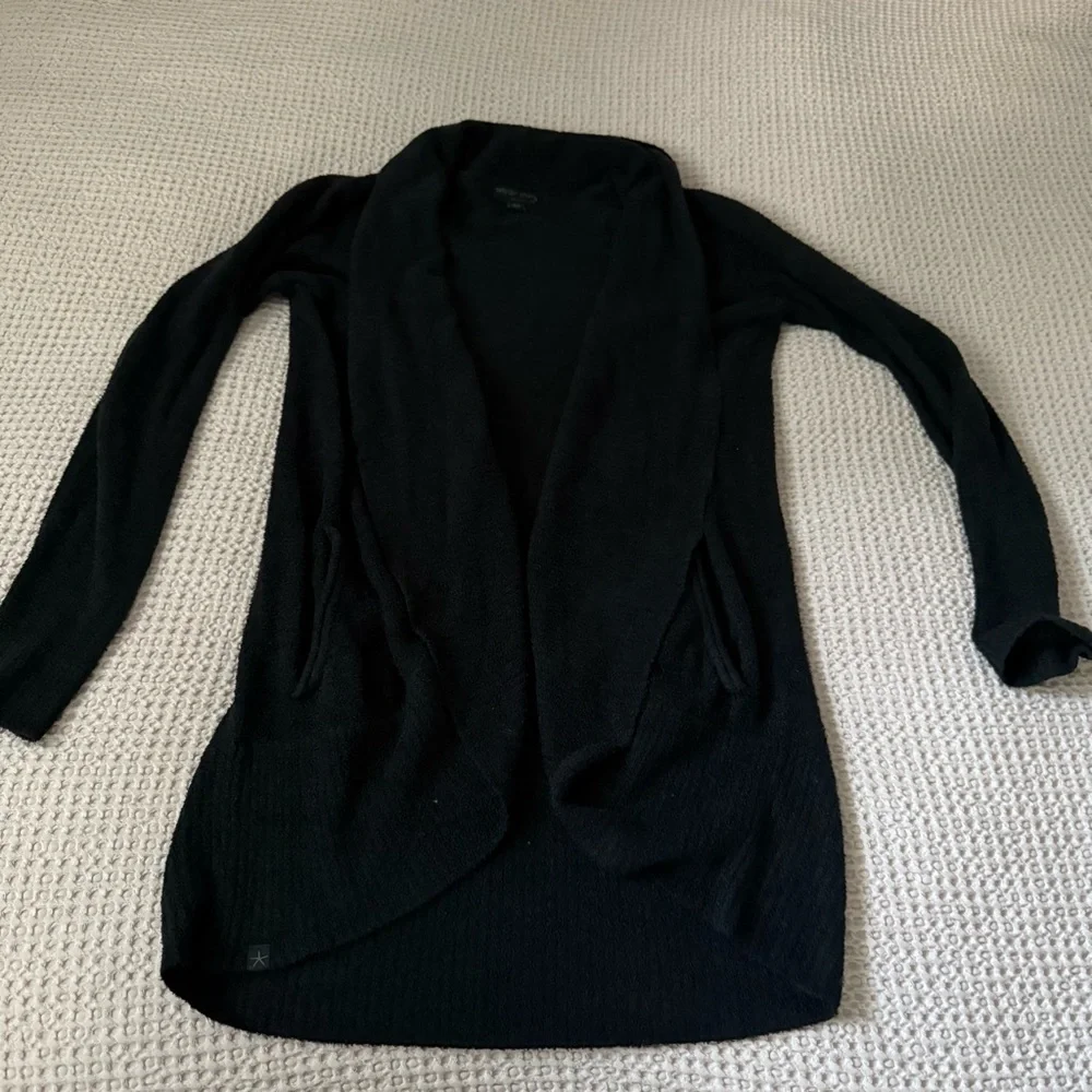 Barefoot Dreams CozyChic Lite Circle Cardigan – Black (XS/S) - Picture 3 of 9